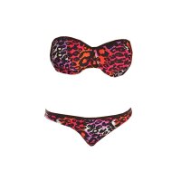 Marken-Balconnet-Bikini, schwarz-pink-bunt
