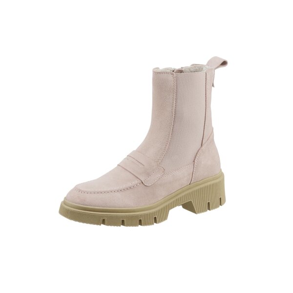Velours leather booties with warm lining, rosé