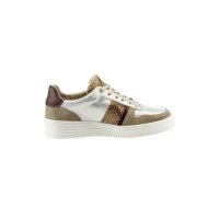 Rind-Veloursleder-Textil-Sneaker, taupe-silber