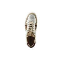 Rind-Veloursleder-Textil-Sneaker, taupe-silber