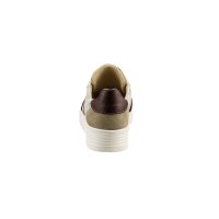 Rind-Veloursleder-Textil-Sneaker, taupe-silber