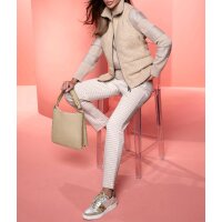 Rind-Veloursleder-Textil-Sneaker, taupe-silber