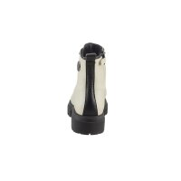 Rind-Glattleder-Schnürstiefelette, creme-schwarz