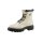 Rind-Glattleder-Schnürstiefelette, creme-schwarz