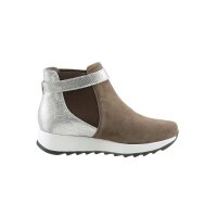 Cowhide suede bootie, taupe-silver coloured