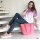 Cowhide sneaker, pink-multicolour