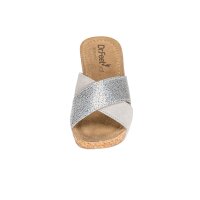 Rind-Veloursleder-Pantolette, taupe-blue