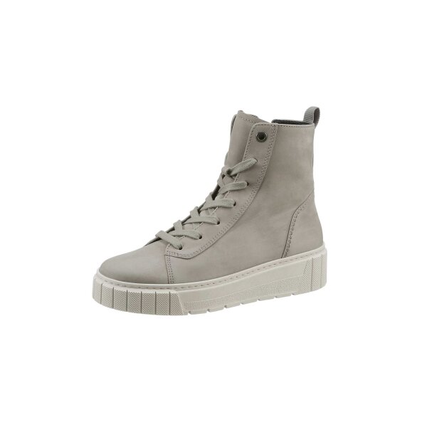 Marken-Kalb-Nubukleder-Schnürstiefelette, taupe