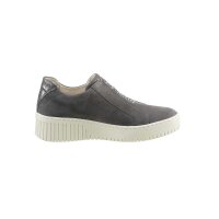 Marken-Ziegen-Veloursleder-Slipper m.Strass, grau
