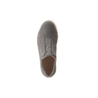 Marken-Ziegen-Veloursleder-Slipper m.Strass, grau