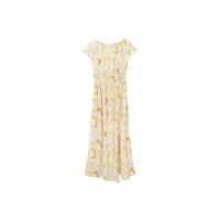Marken-Druck-Maxikleid, apricot-blau