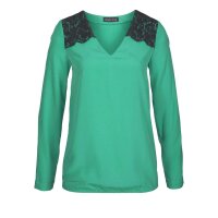Bluse mit Spitze, petrolgrün