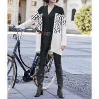 Cardigan with sequins, ecru-black