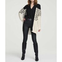 Cardigan with sequins, ecru-black