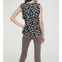 Druckbluse m. Volants, schwarz-offwhite
