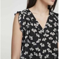 Druckbluse m. Volants, schwarz-offwhite