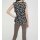 Druckbluse m. Volants, schwarz-offwhite