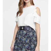 Georgette-Bluse m. Volants, offwhite