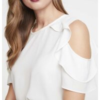 Georgette-Bluse m. Volants, offwhite