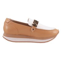 Slipper with ornamental element, caramel-white