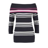 Carmenpullover, navy-weiß