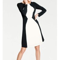 Designer-Jerseykleid, schwarz-ecru