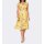 Designer-Chiffon-Druckkleid, gelb-grau