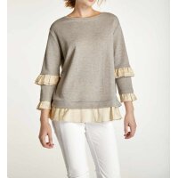 Sweatshirt m. Volants, beige-goldfarben