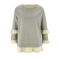 Sweatshirt m. Volants, beige-goldfarben