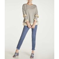 Bluza z falbanami, beżowo-złota