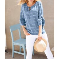 Stickereibluse, jeansblau