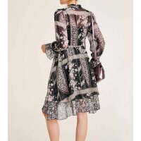 Chiffon-Druckkleid, schwarz-rosé