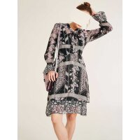 Chiffon-Druckkleid, schwarz-rosé