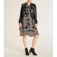 Chiffon-Druckkleid, schwarz-rosé