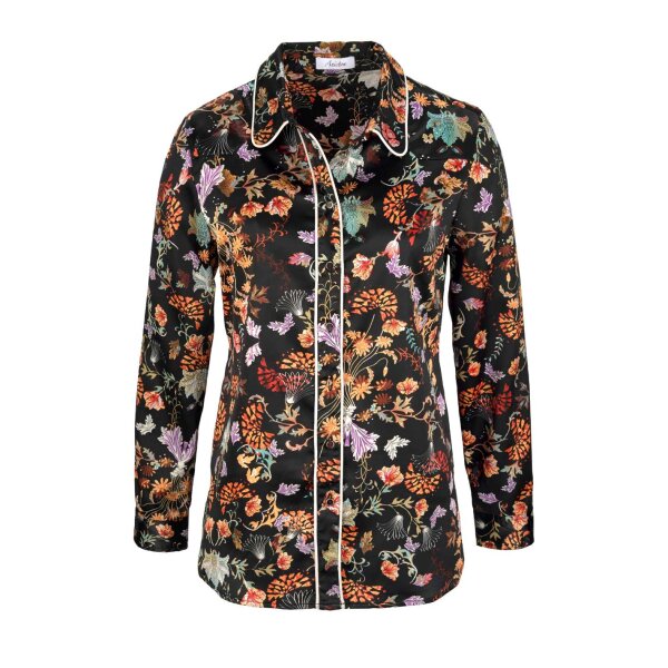Satinbluse, schwarz-bunt