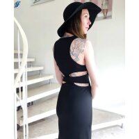 Marken-Rückendekolletékleid, schwarz