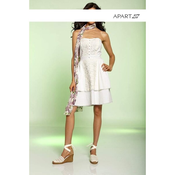 Bustier dress with lace, cream