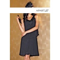 Chiffon-Plisseekleid m. Perlen, schwarz