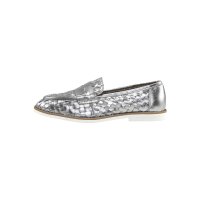 Marken-Lederslipper, silberfarben