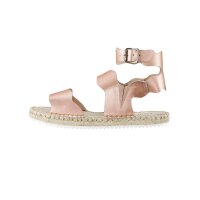 Leder-Espadrilles, roségoldfarben