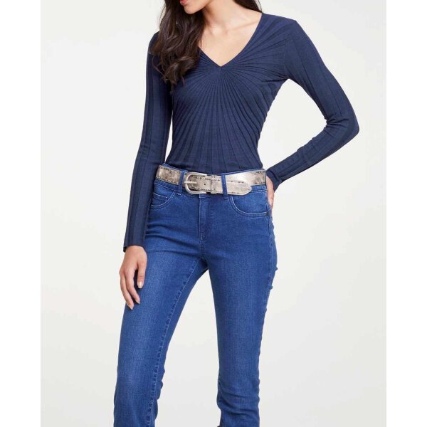 Rib knit sweater, dark blue