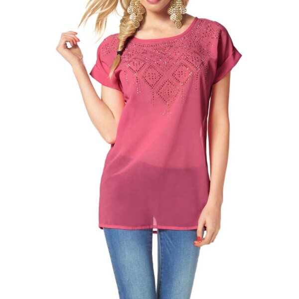 Blusenshirt m. Strass, altrosé-gold