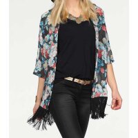 Kimonobluse, schwarz-bunt