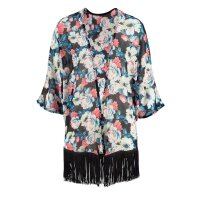 Kimonobluse, schwarz-bunt