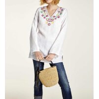 Linen tunic with embroidery, offwhite