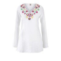 Linen tunic with embroidery, offwhite