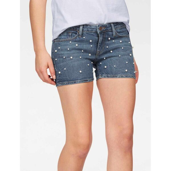 Jeans shorts with beads, blue