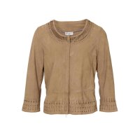 Ziegenvelourslederjacke m. Cut-Outs, cognac