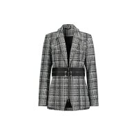 Boucle-Blazer, schwarz-weiß-kariert