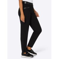 Lyocell-Hose m.Lederimitat u. Gürtel, schwarz